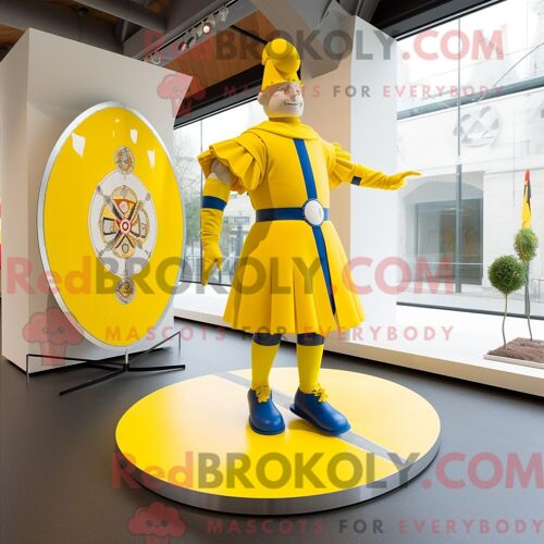 Costume De Mascotte Redbrokoly De Garde Suisse Jaune Habillé D Une Jupe Circulaire Et De Broches