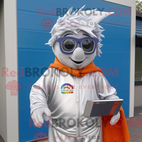 Costume De Mascotte Redbrokoly De Chevalier Médiéval Blanc Personnage Habillé D Un T-Shirt Et D Épingles À Châle