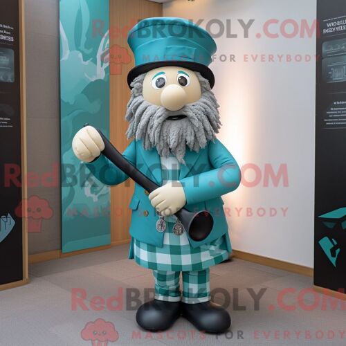 Costume Mascotte Redbrokoly De Chocolats Turquoise Personnage Habillé Avec Un Débardeur Et Des Bretelles