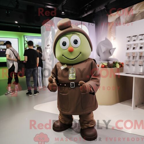 Costume De Mascotte Redbrokoly De Chocolats Aux Olives Habillé D Un Gilet Et De Montres