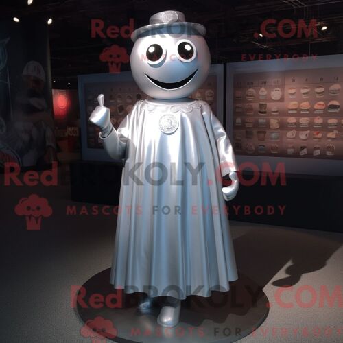 Personnage De Costume De Mascotte Redbrokoly Silver Pho Habillé Avec Une Robe Trapèze Et Des Boutons De Manchette