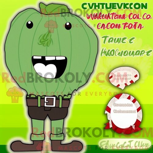 Costume De Mascotte Redbrokoly De Pâtes Au Pesto D Olive Personnage Habillé D Une Chemise En Popeline Et De Montres
