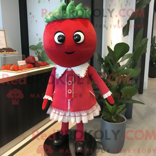 Personnage De Costume De Mascotte Redbrokoly De Chocolats Habillé Avec Un T-Shirt À Col En V Et Des Bandeaux
