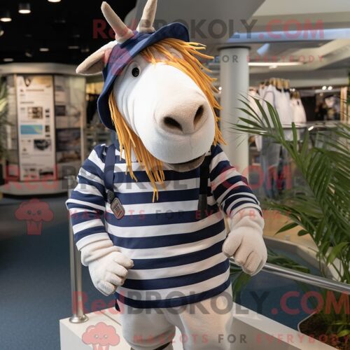 Costume Mascotte Redbrokoly De Quagga Bleu Marine Habillé D Un Short Et D Un Bonnet