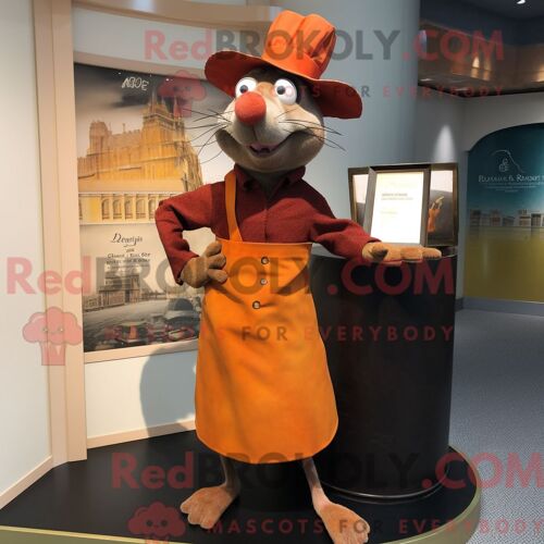 Personnage De Costume De Mascotte Redbrokoly De Ratatouille Rouille Habillé Avec Une Jupe Crayon Et Des Chapeaux