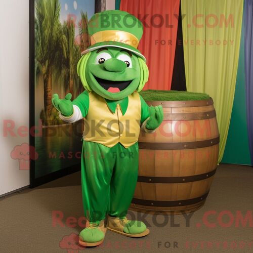 Costume De Mascotte Redbrokoly D Olive Pot Of Gold Habillé Avec Un Bermuda Et Des Ceintures De Smoking