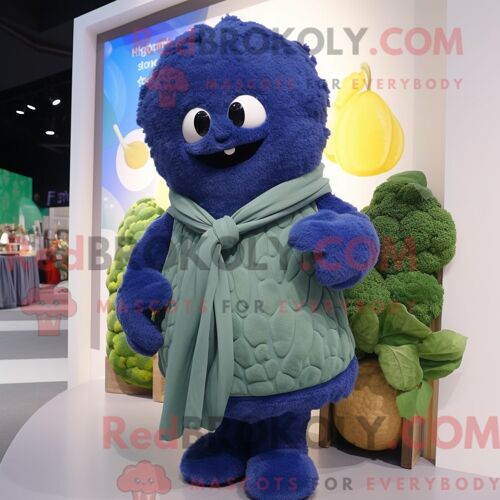 Costume Mascotte Redbrokoly De Brocoli Bleu Habillé D Un Pull Et De Porte-Clés