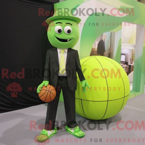 Personnage De Costume De Mascotte Redbrokoly De Ballon De Basket Vert Citron Habillé Avec Un Pantalon De Costume Et Des Cravates