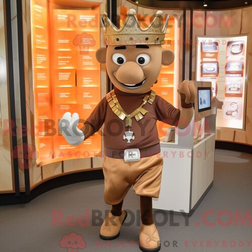 Personnage De Costume De Mascotte Redbrokoly De Brown King Habillé Avec Un Pantalon Capri Et Des Montres-Bracelets