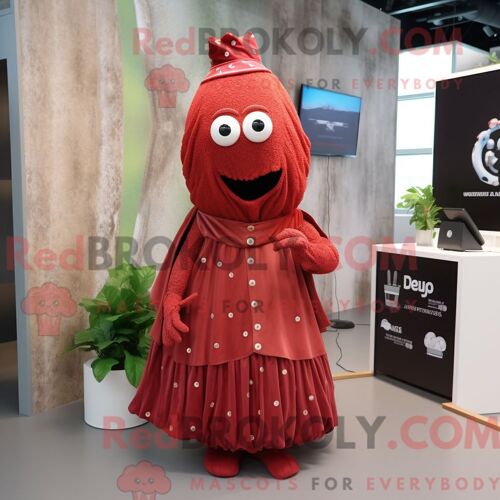 Costume De Mascotte Redbrokoly De Rhinocéros Crème Personnage Habillé D Un Jean Évasé Et D Épingles À Chapeau