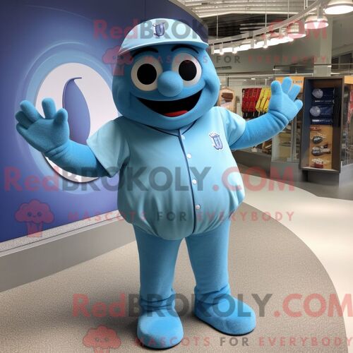 Costume De Mascotte Redbrokoly De Gant De Baseball Bleu Ciel Personnage Habillé Avec Un Maillot De Bain Et Des Bracelets