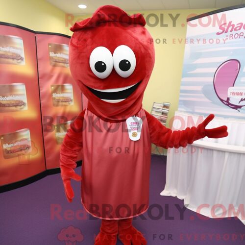 Personnage De Costume De Mascotte Redbrokoly De Boulettes De Viande Dorées Habillé Avec Un Jean Bootcut Et Des Lunettes