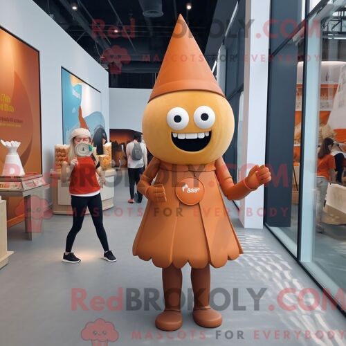 Personnage De Costume De Mascotte Redbrokoly De Cornet De Crème Glacée Rouille Habillé D Une Robe Fourreau Et De Ceintures De Smoking