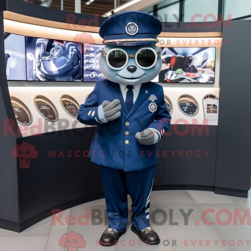 Costume De Mascotte Redbrokoly De Bracelet Bleu Marine Personnage Habillé Avec Une Veste De Costume Et Des Broches