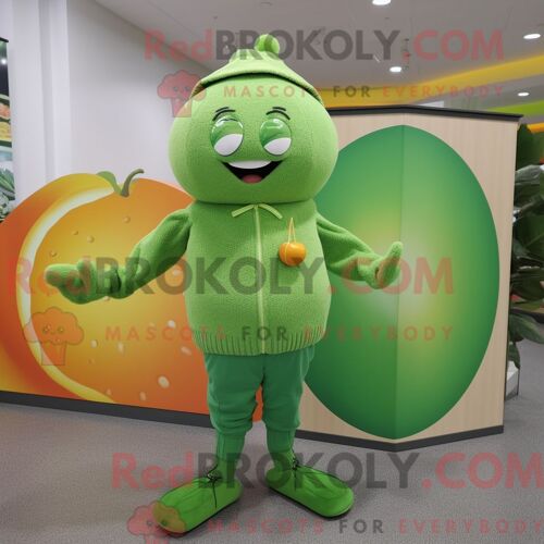 Costume De Mascotte Redbrokoly De Pamplemousse Vert Personnage Habillé D Un Pull Et De Bracelets De Cheville