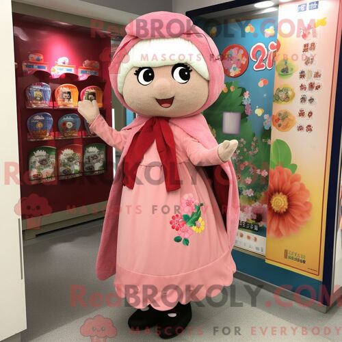 Personnage De Costume De Mascotte Redbrokoly De Cerise Habillé Avec Une Robe Droite Et Des Châles