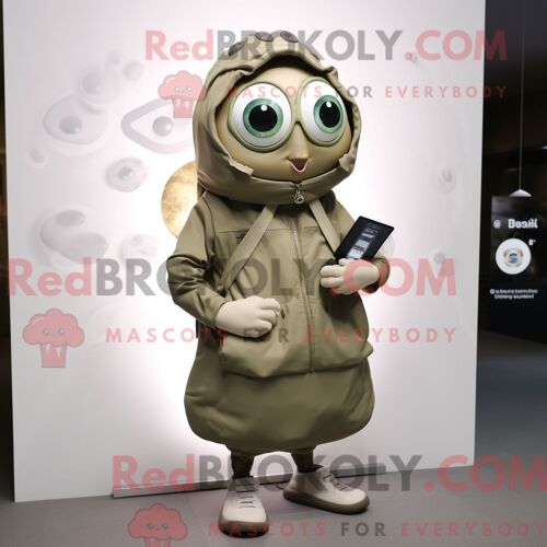 Personnage Mascotte Redbrokoly D Olive Oyster Habillé D Une Parka Et De Montres Numériques