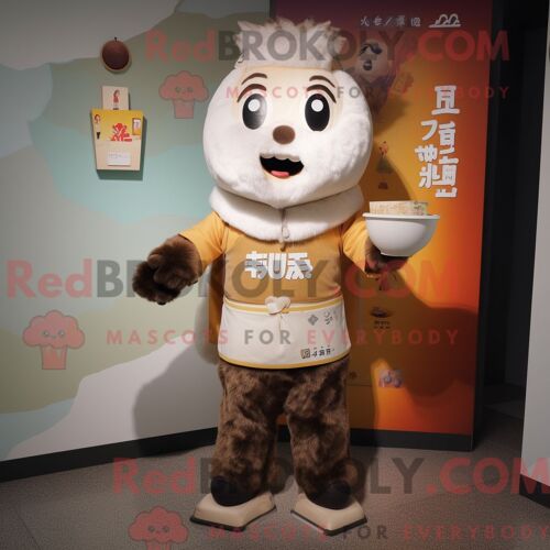 Personnage De Costume De Mascotte Redbrokoly De Soupe Miso Habillé Avec Un T-Shirt Graphique Et Des Bracelets De Cheville