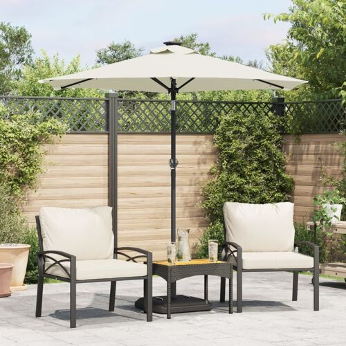 Vidaxl Parasol De Jardin Avec Led Et Mât En Acier Blanc 225x225x212 Cm