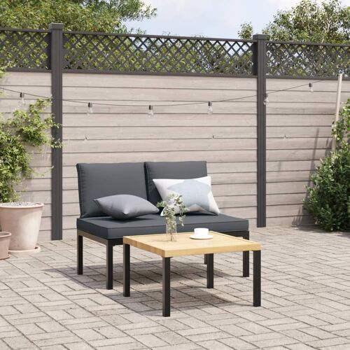 Vidaxl Salon De Jardin 2 Pcs Avec Coussins Noir Aluminium