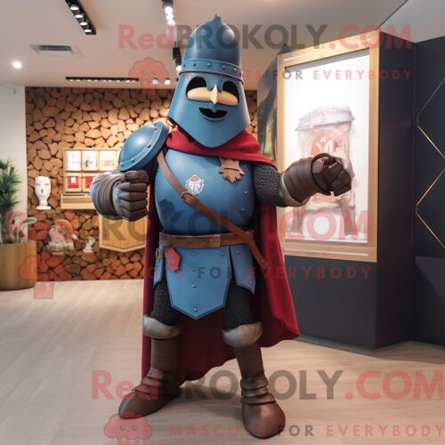 Costume De Mascotte Redbrokoly De Chevalier Médiéval Habillé D Un Col Roulé Et De Mitaines