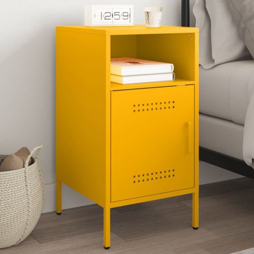 Vidaxl Table De Chevet Jaune Moutarde 36x39x68 Cm Acier Laminé À Froid