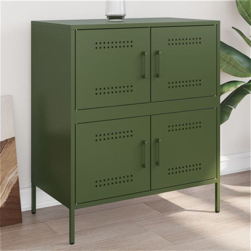 Vidaxl Buffet Vert Olive 68x39x79 Cm Acier