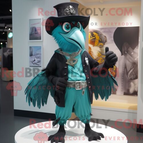 Costume De Mascotte Redbrokoly De Corbeau Sarcelle Habillé D Un Legging Et D Épingles À Chapeau