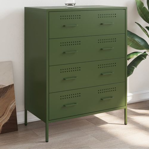 Vidaxl Buffet Vert Olive 68x39x89 Cm Acier