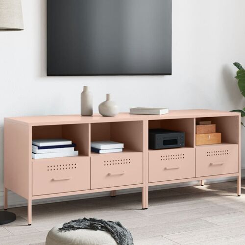 vidaXL Meubles TV 2 pcs rose 68x39x50,5 cm acier