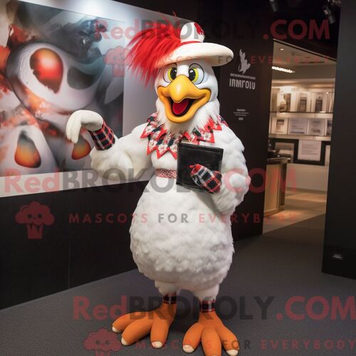 Costume De Mascotte Redbrokoly De Coqs Habillé Avec Une Jupe Crayon Et Des Bonnets
