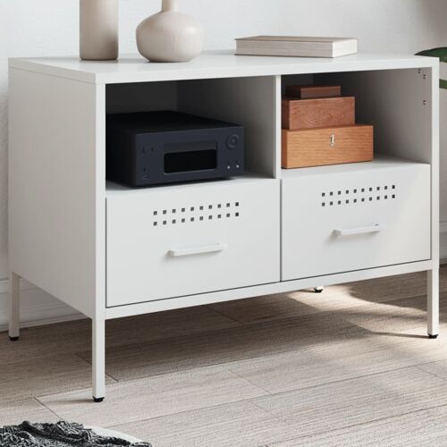 vidaXL Meuble TV blanc 68x39x50,5 cm acier