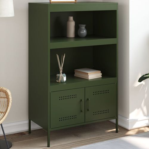 Vidaxl Buffet Haut Vert Olive 68x39x113 Cm Acier