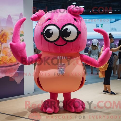 Costume De Mascotte Redbrokoly De Gâteaux De Crabe Rose Personnage Habillé Avec Un Maillot De Bain Une Pièce Et Des Cravates