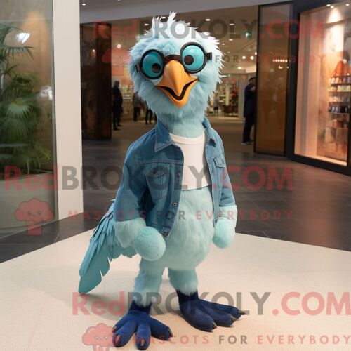 Costume De Mascotte Redbrokoly De Pizza Bleu Ciel Habillé D Une Robe Longue Et De Boutons De Manchette