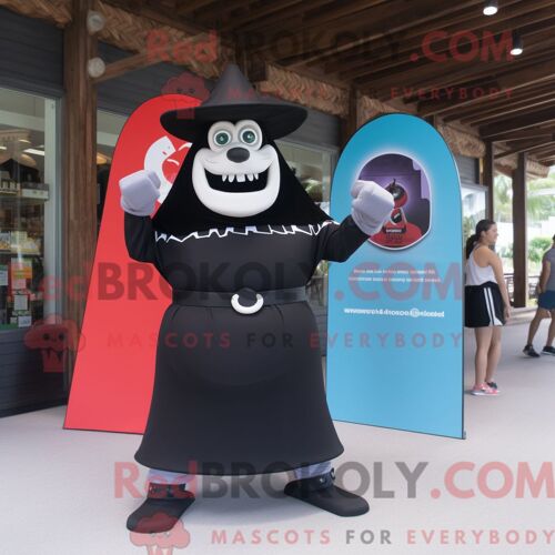 Personnage De Costume De Mascotte Redbrokoly Black Ring Master Habillé Avec Un Short Et Des Sacs Fourre-Tout
