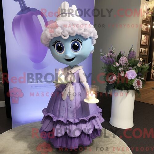 Mascotte Redbrokoly De Bougie Parfumée À La Lavande Personnage Habillé Avec Une Robe Et Des Broches