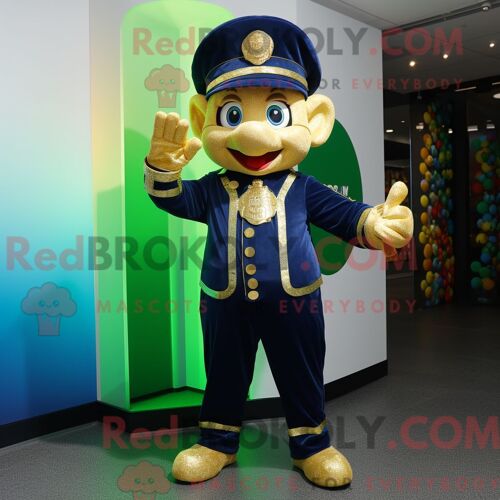 Costume De Mascotte Redbrokoly De Coeur Bleu Marine Habillé D Une Jupe Circulaire Et De Broches
