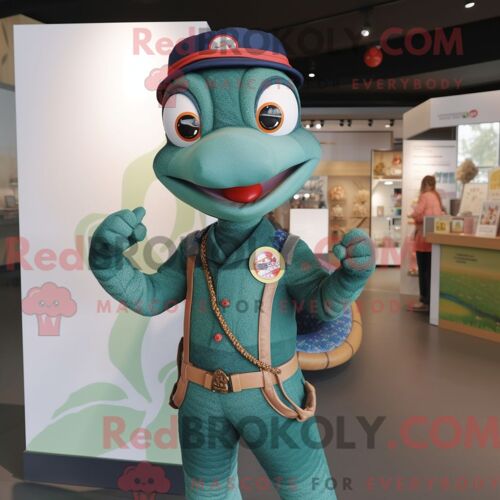 Mascotte Redbrokoly De Personnage De Serpent Habillé D Une Salopette Et De Colliers