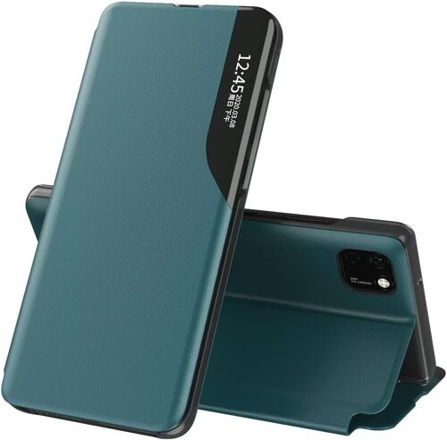 Cover pour Huawei Y5P/Y5 2019 Coque,Flip Case en Cuir PU,Fenêtre de visualisation Étui,Silicone Coque pour Huawei Y5P/Y5 2019 Case Vert