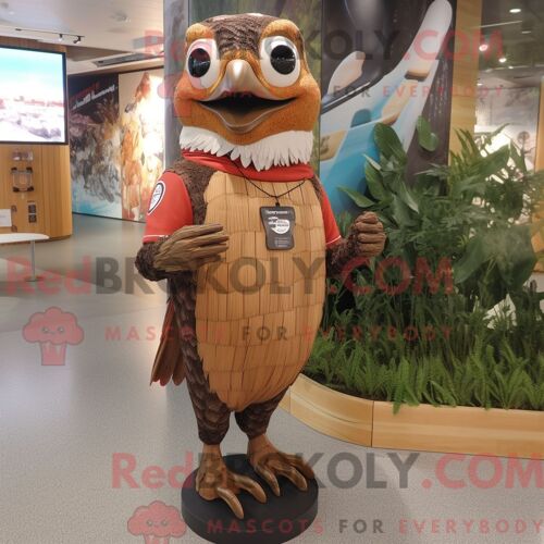 Costume Mascotte Redbrokoly De Pic Marron Habillé Avec Un Body Et Des Bracelets
