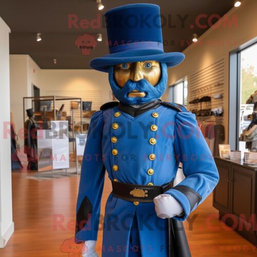 Mascotte Redbrokoly De Soldat Bleu De La Guerre Civile Personnage Habillé Avec Un Jegging Et Des Bandeaux