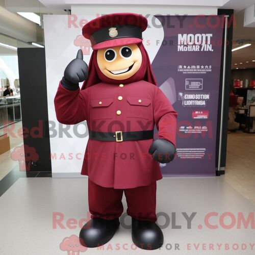 Costume De Mascotte Redbrokoly De Soldat De L Armée Marron Habillé Avec Une Robe Longue Et Des Gants