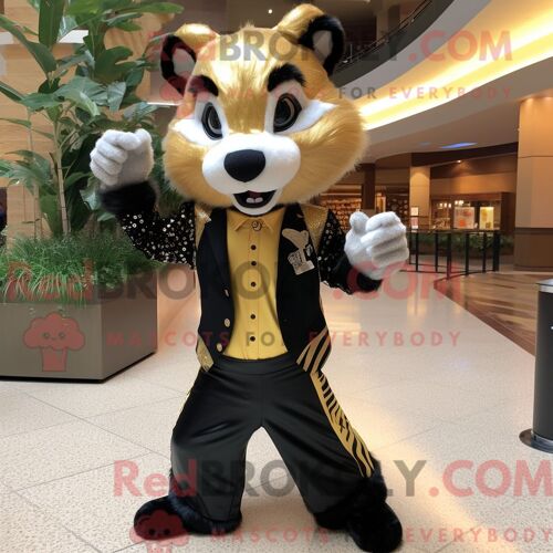 Personnage De Costume De Mascotte Redbrokoly D Ordinateur Noir Habillé D Une Chemise En Jean Et De Noeuds Papillons