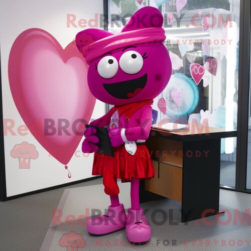 Personnage Mascotte Redbrokoly Magenta Love Letter Habillé Avec Un Pantalon Et Des Cravates