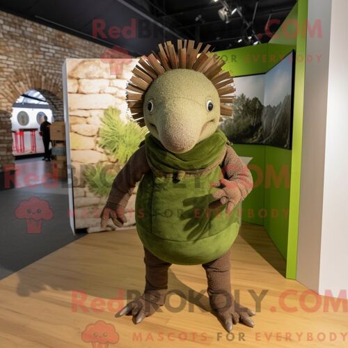 Costume Mascotte Redbrokoly De Lasagne Vert Citron Personnage Habillé Avec Un Chemisier Et Des Gants