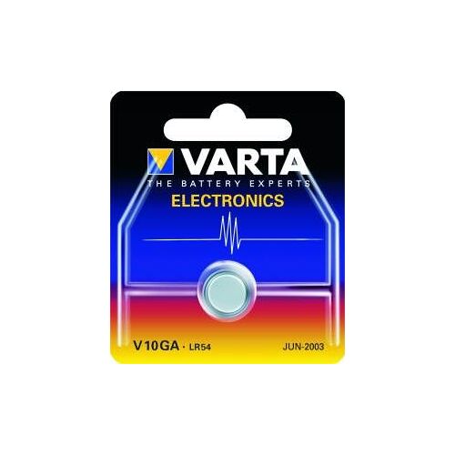 Pile bouton alcaline type LR 54 réf. : V10GA VARTA, tension : 1,5 Volts