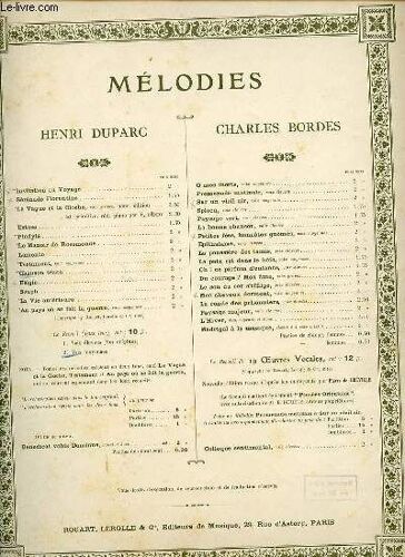 Chanson Triste. Chant Et Piano.