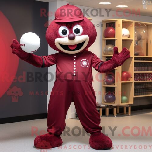 Costume De Mascotte Redbrokoly De Maroon Juggle Habillé Avec Un Body Et Des Chapeaux