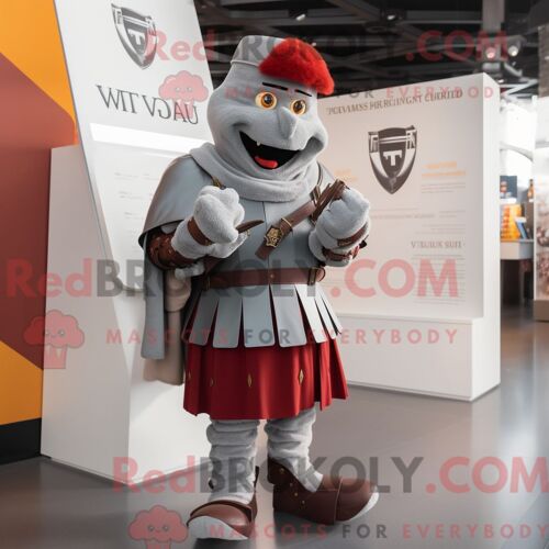 Mascotte Redbrokoly De Personnage De Costume De Garde Suisse Grise Habillée D Un T-Shirt À Col En V Et De Montres
